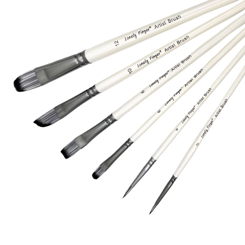 6/10/12pcs Acrylic Paint Brushes Set for Acrylic Oil Watercolor Gouache Artist Professional Painting with Synthetic Nylon Tips
