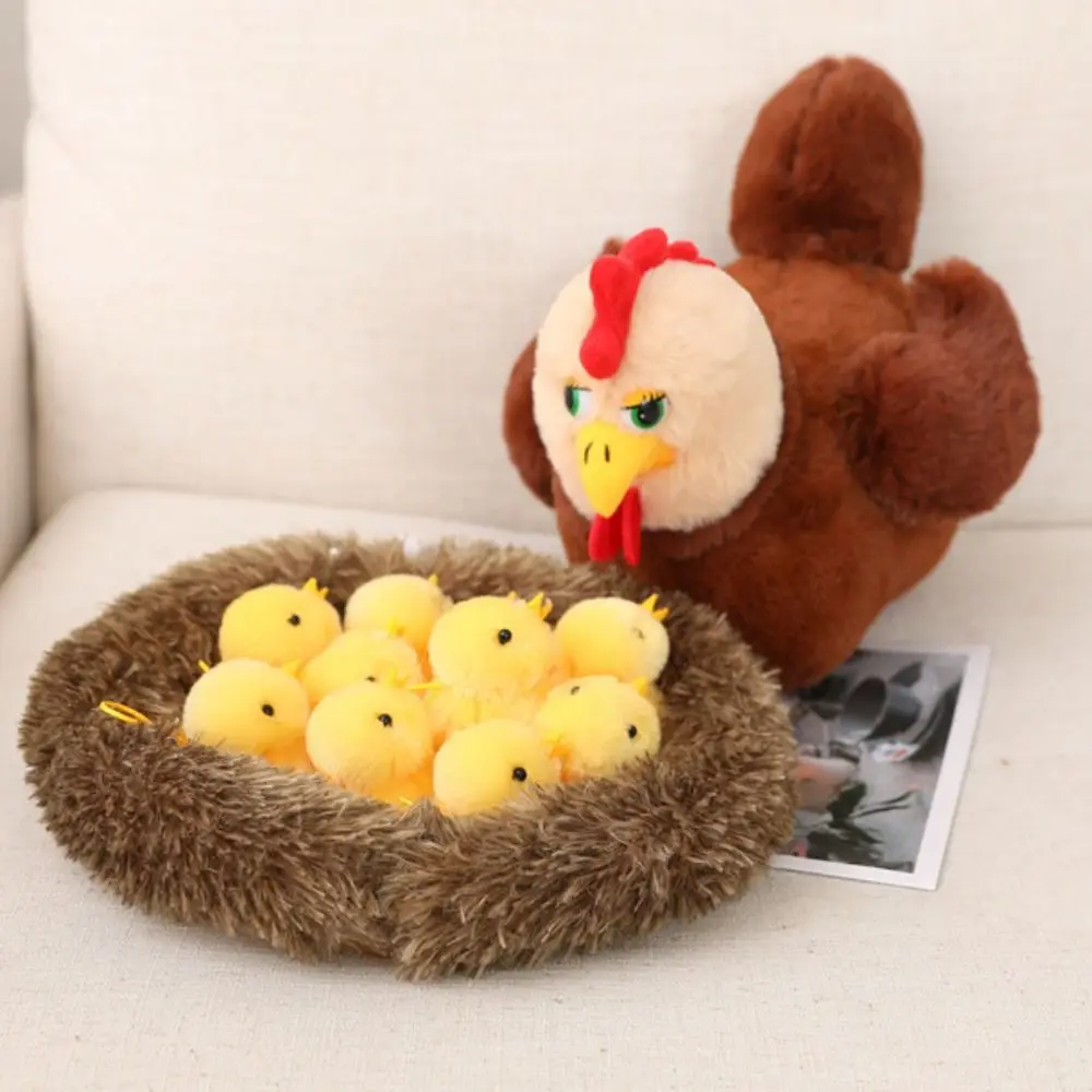 

ПП Хлопок Имитация Куры Плюшевая Игрушка С Гнездом Курица Курча Семейные Плюшевые Игрушки Удобный Мультяшный Лебедь Семья Плюшевые Куклы Домашний Декор