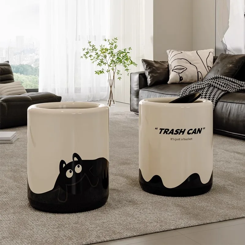 

Thiened Large Capaci Covered Tra Can for Living Room And Batoom High Aesthetic Value Luxury Creative Home Use