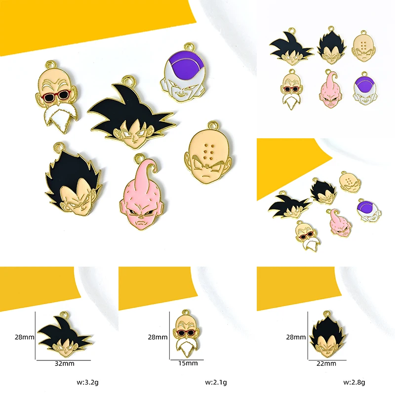 10pcs Dragon Ball Son Goku Boy Alloy DIY Keychain Anime Character Children's Homemade Pendant Accessories Pendant Birthday Gift