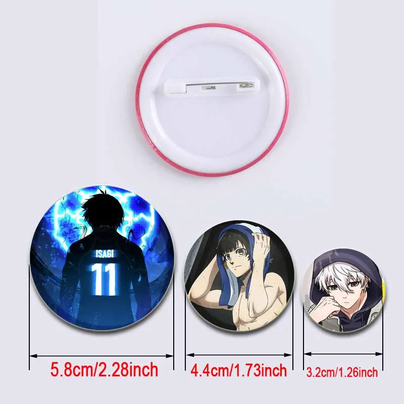 58/44/32mm Anime Blue Lock Badge Tinplate Round Pins Button Brooches for Backpack Clothes Decoration Accessories Jewelry Gifts