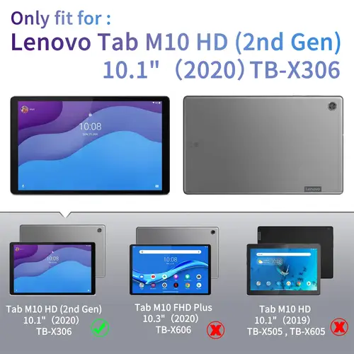 Imagen 2 del producto Funda para Lenovo Tab M10 HD 10,1 (2a generación) TB-X306X X306F M10 3. a generación TB328FU TB328XU Funda de cuero PU con soporte giratorio 360