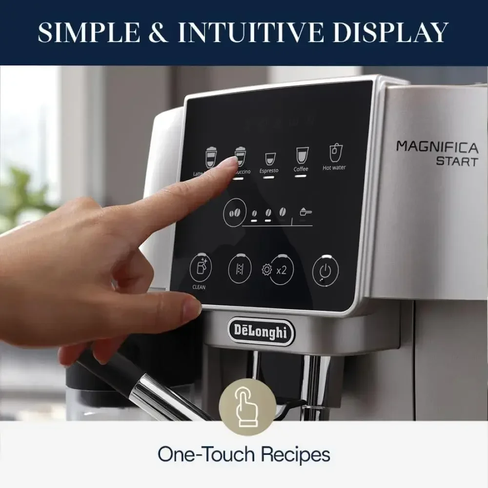 De'Longhi Magnifica Start Macchina per caffè espresso con montalatte automatico, Latte One Touch, Cappuccino, Macinacaffè incorporato