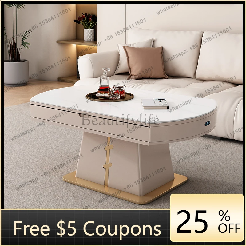 W2 Small household smart voice-activated lifting coffee table dining table dual-purpose