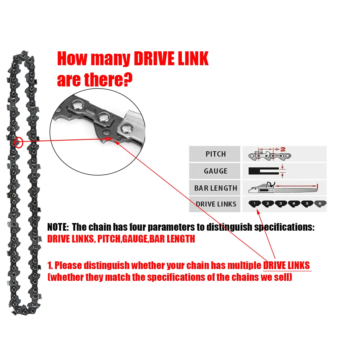 16 Inch Chainsaw 55 Drive Links 27 Cutter 3/8\