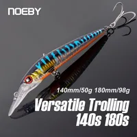 NOEBY-señuelo de pesca de pececillo que se hunde, 140mm, 50g, 180mm, 98g, cebos artificiales, Wobblers de agua salada para lubina, aparejos de pesca