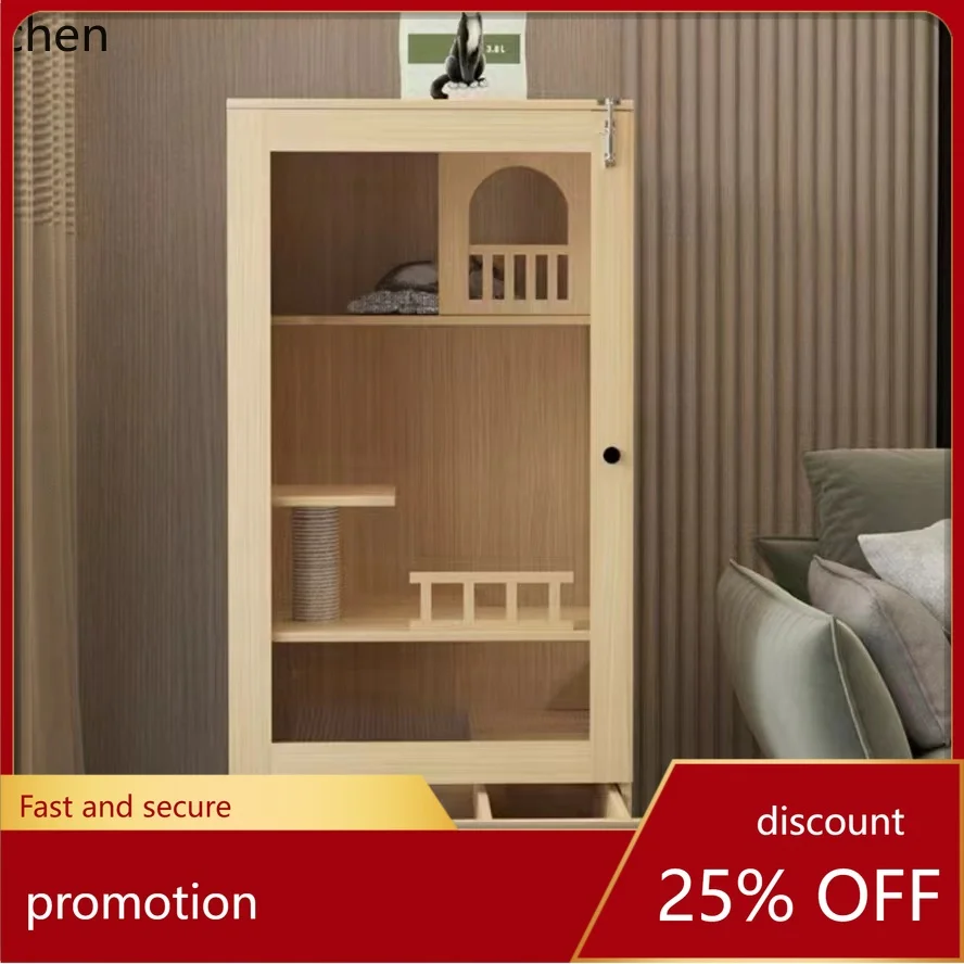 

HT eco-friendly solid wood cat villa household cat nest house cat cage