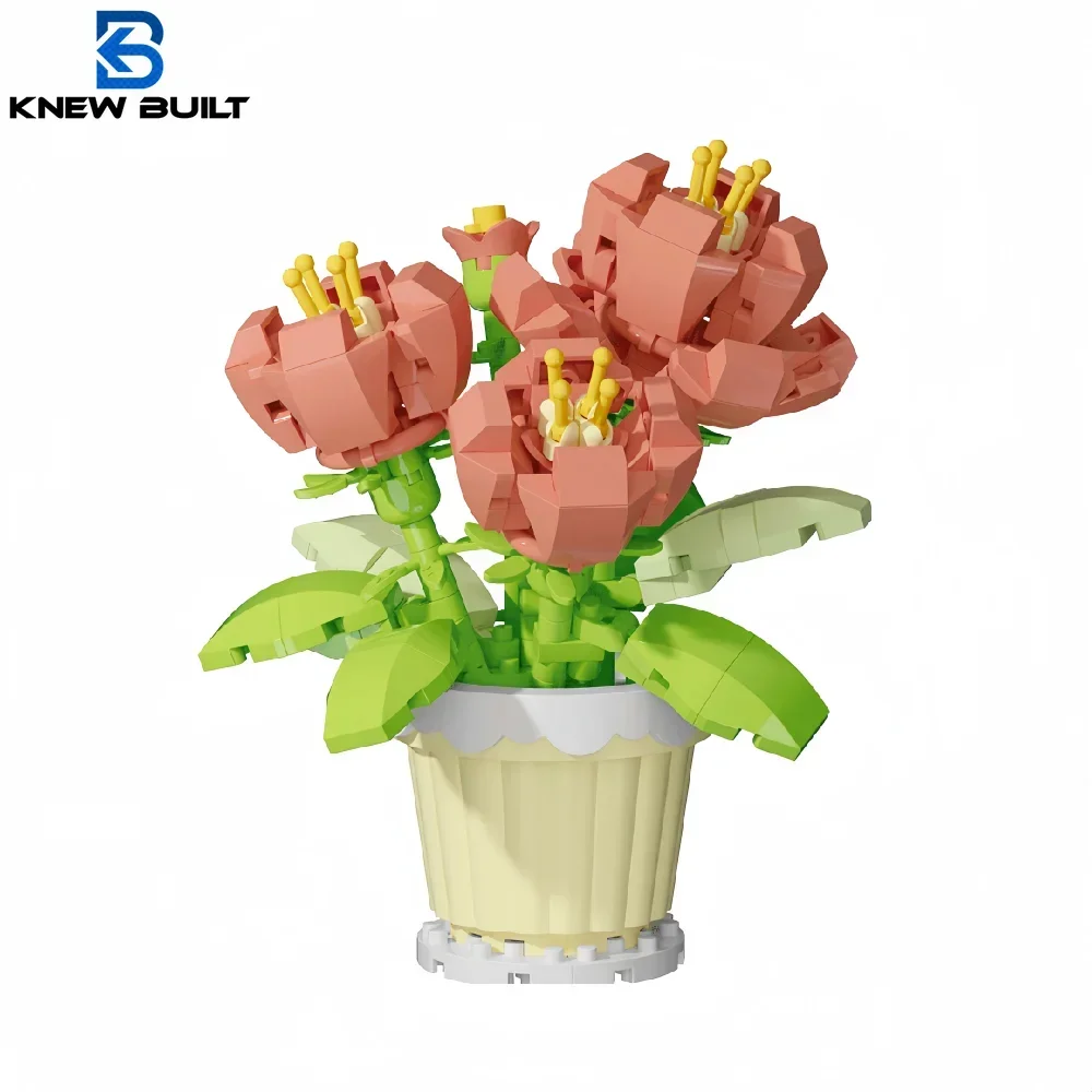 Mini Flower with Pot Micro Building Blocks Toys - Intricate Floral Details, Multiple Styles Available for Home and Office Décor