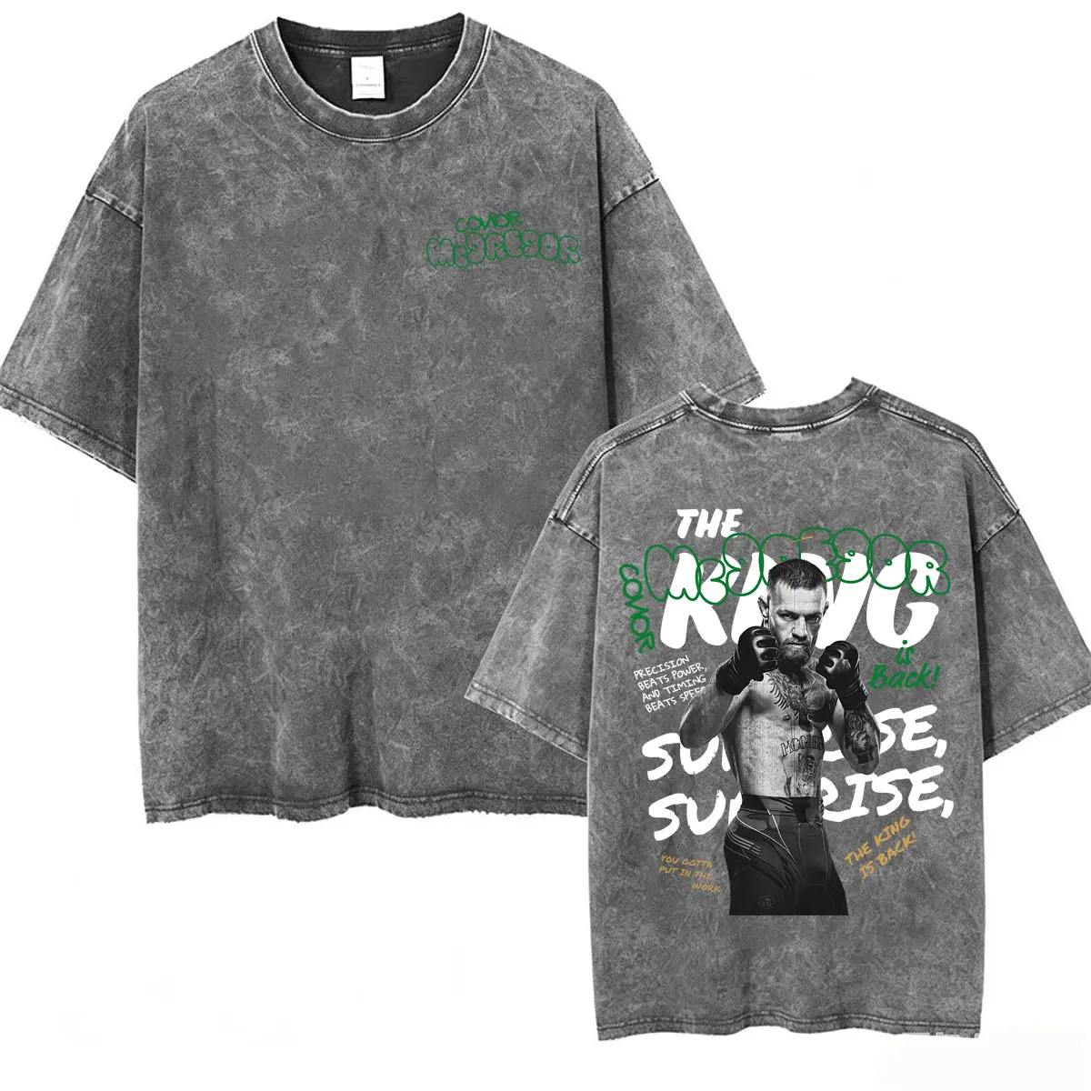 Vintage Washed The Notorious Conor McGregor The King T-shirt Men's Harajuku Classic Gothic T-shirts High Quality Cotton T Shirts