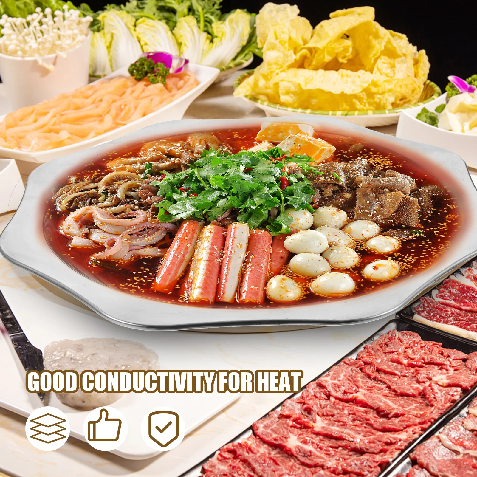 

Stainless Steel Hot Cooking Round Bottom Deep Pan For Family Friends Fast Heating Kitchen Utensils Large Small Size