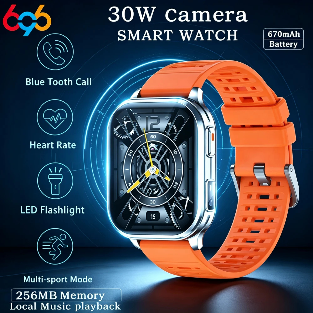 Outdoor Waterproof SmartWatch Camera Support Photo Video Capture Local Music Playback BT Call Sports Health Monitoring Wristband