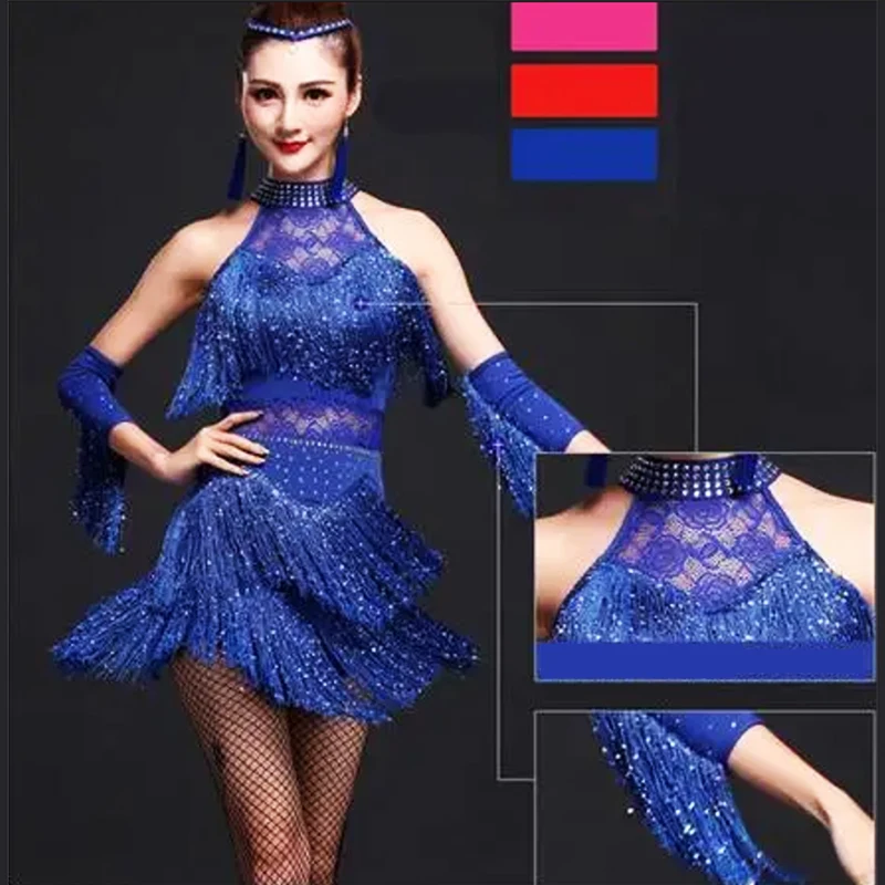 Robe de danse latine pour femme, frange sexy, salsa, salle de Rh, tango, cha cha, rumba, samba, robes pour phtaline, dame, filles, nouveau