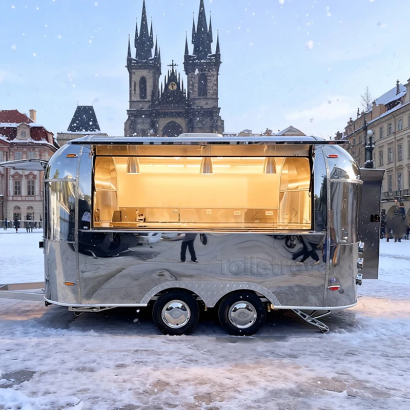 Outdoor Street Concession Trailer Fully Loaded Commercial Mobile Catering Vehicle Ice Cream Vendor Cart Trailer for Sale