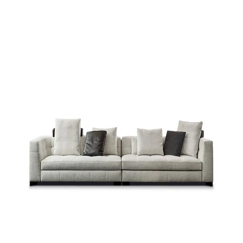 

Hotel furniture straight row leather fabric sofa three-person combination