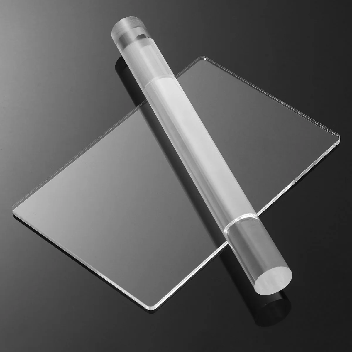 

2Pcs Modelling Clay Tools Acrylic Roller and Sheet Board Durable Polymer Clay Roller Set Scratch Resistant Backing Board