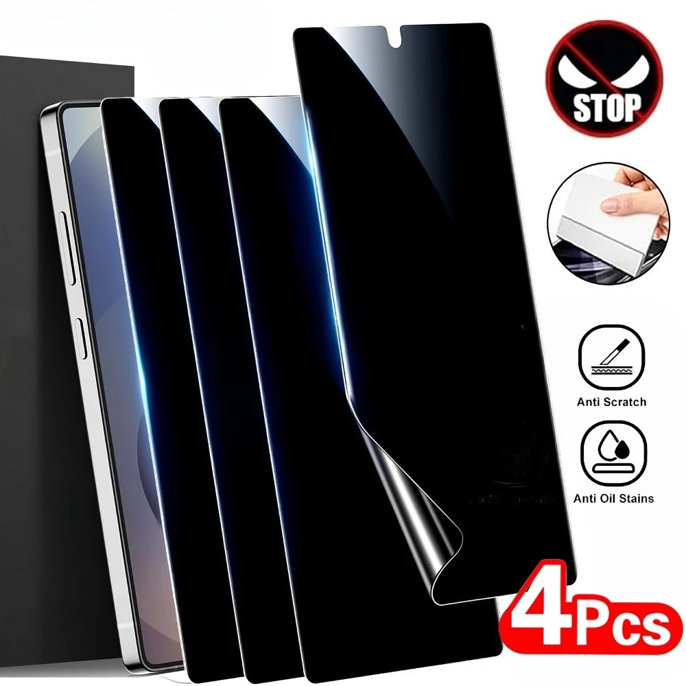 4 Stück Anti-Spionage-Hydrogel-Folie für Samsung Galaxy S25 S24 S23 Ultra S22 S21 S20 Plus S24 S23 S25 FE Vollständige Displayschutzfolie