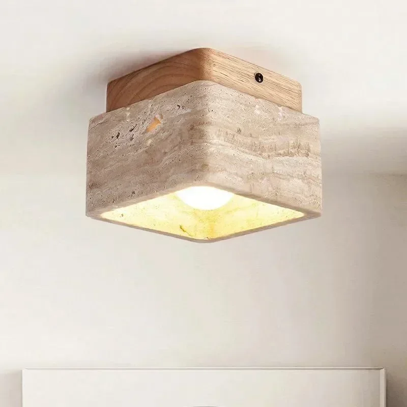 Travertine Stone LED Ceiling Lamp Aisle Corridor Light Fixture For Living Room Dining Room Bedroom Decor Chandelier Ceiling Lamp