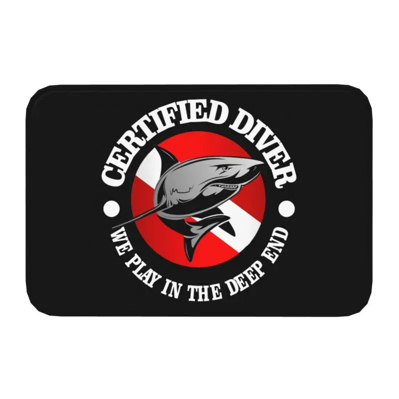 Custom Shark Certified Diver Doormat Anti-Slip Bath Kitchen Mat Garden Garage Door Floor Entrance Carpet Rug