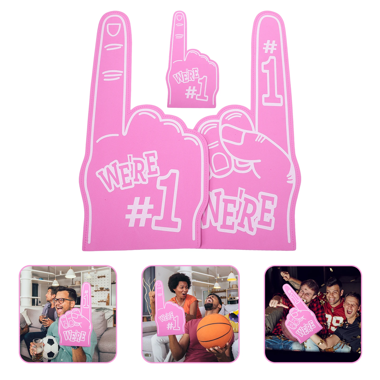 

3pcs Foam Fingers Sports Cheering Lightweight Eva Props For Soccer, Basketball, Cheerleading, Kids Toys, Party Favors, Giant
