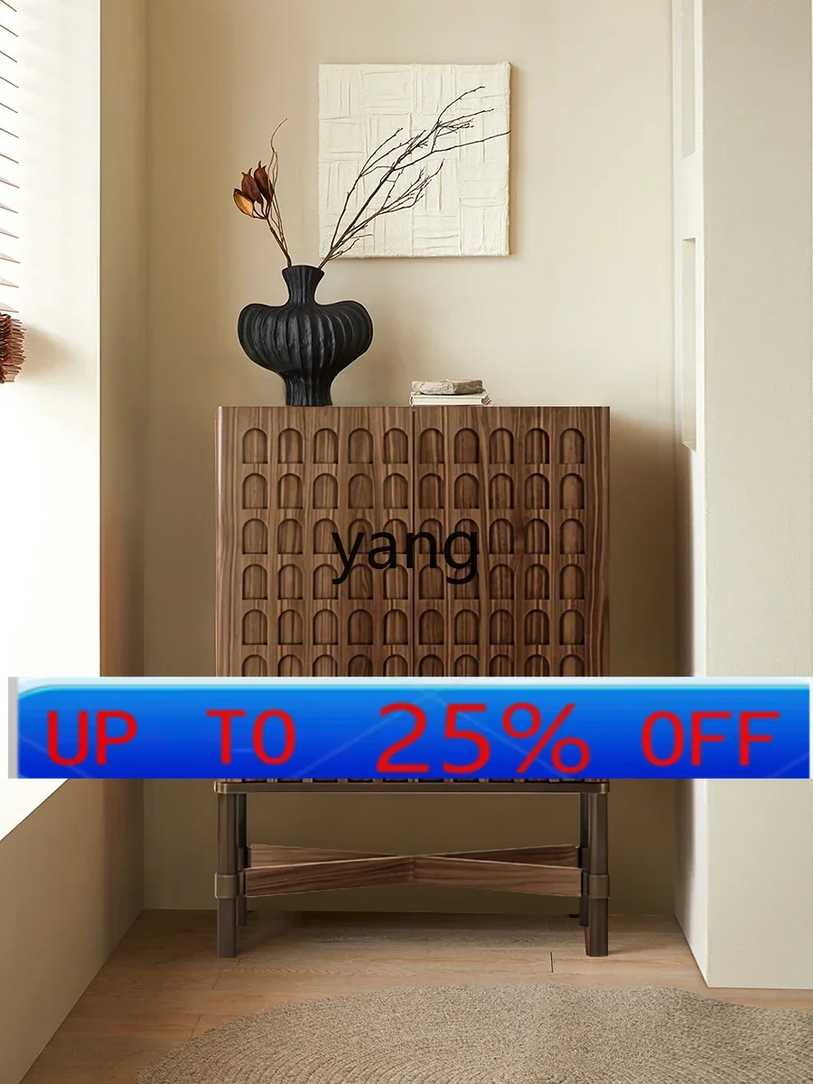 

LMMretro art side cabinet high-grade black walnut solid wood stand cabinet