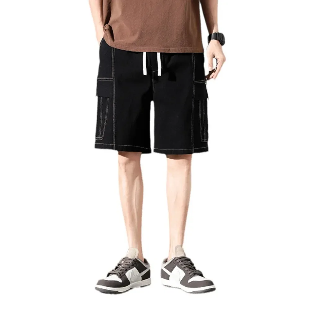

2025 new summer men's large size sports casual jeans with extra fat wide leg jeans