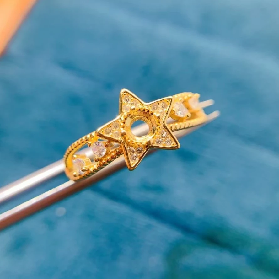 

Симпатичное кольцо со звездой из серебра 925 пробы, круглое кольцо с драгоценным камнем диаметром 4 мм, 3 слоя, позолота 18 карат, сохраняет сияние