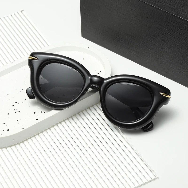 Thick Frame Sunglasses Bubble Exaggerated New Trendy Round Sunglasses Personality Meter Nail Sunglasses 7783
