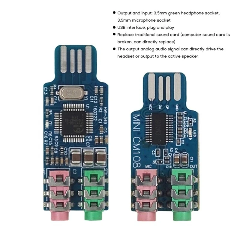 Y2GD Sound Card Modul Laptop Sound Card CM108 USB Sound Card Chip Ersatz