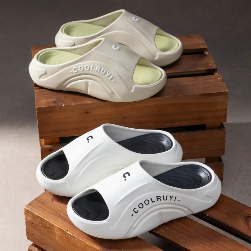 

New trendy thick-soled men's outer wear sandals letter printing design versatile men's and women's summer EVA cool slippers