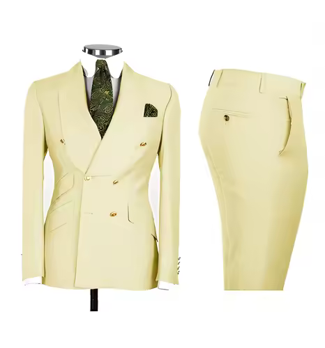 Light Blue Men's Suits Chic Double Breasted Blazer Peak Lapel Elegant Formal Set Male 2 Piece Jacket Pants Wedding Groom Tuxedos - Image 14