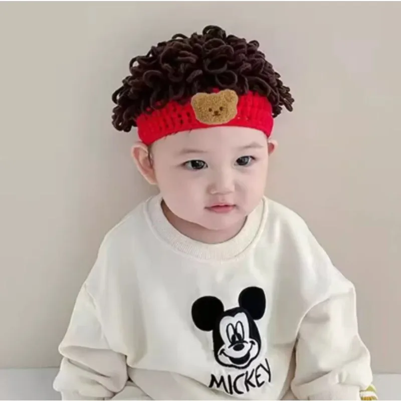 

Funny Knitted Wig Hat for Kids - Colorful Curly Halloween & Winter Cosplay Prop, Unisex Design.아기겨울모자.hair accessories for girl