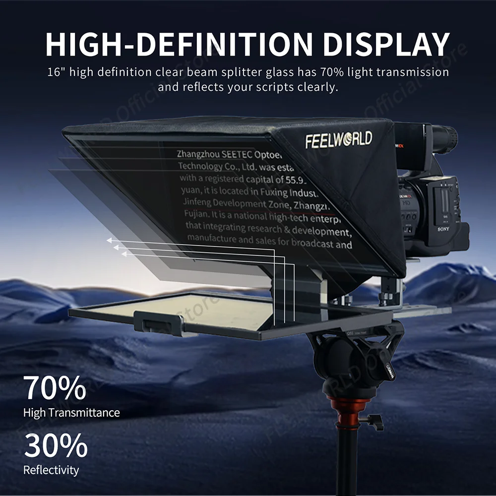 FEELWORLD TP16 16-inch Folding Teleprompter Supports Up to 16\