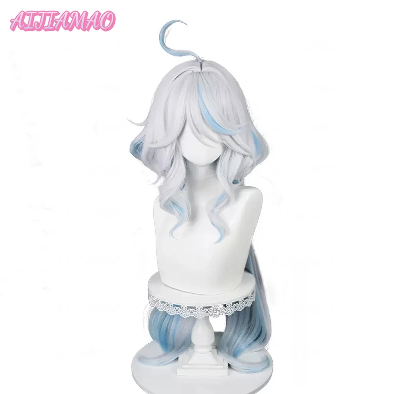 Focalors Cosplay Wig Furina Wig Short Silver White Blue Wig Cosplay Anime Cosplay Wigs Heat Resistant Synthetic Wigs