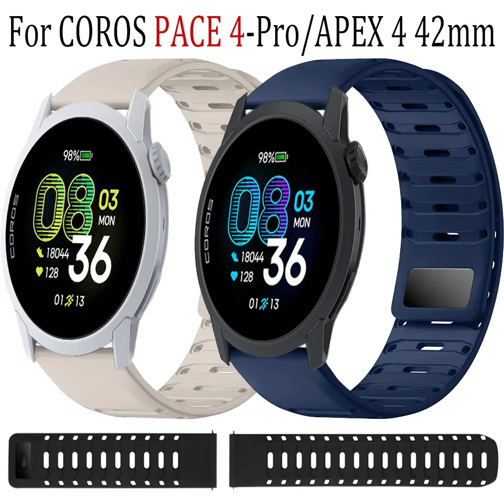 22mm Silicone Strap for COROS Watch PACE 4/3 APEX 4 42mm Magnetic Band CMF Watch 3-2 Pro Suunto Vertical 2/Race 2 Amazfit Helio