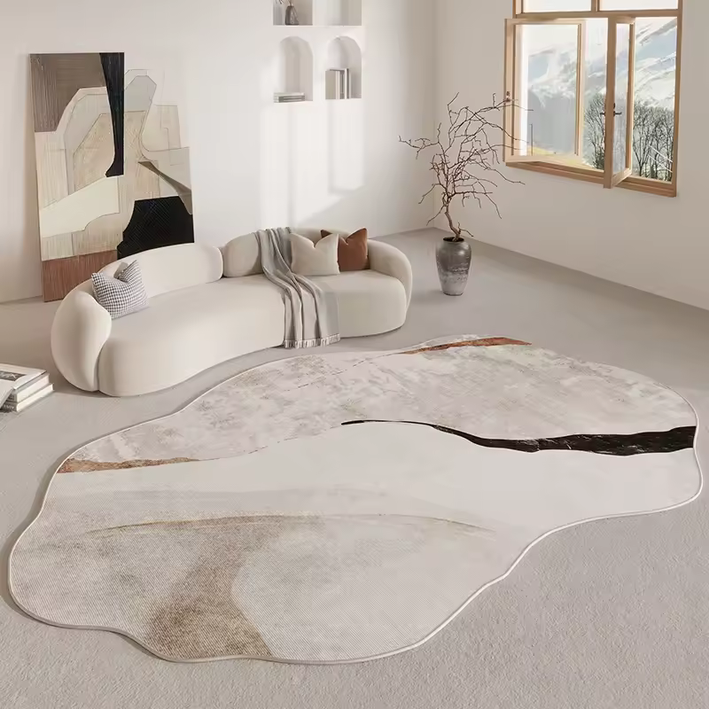 Luxury Retro Carpets for Living Room Irregular Shape Bedroom Decor Soft Carpet Modern Art Cloakroom Rug Thickened Anti-slip Mat
