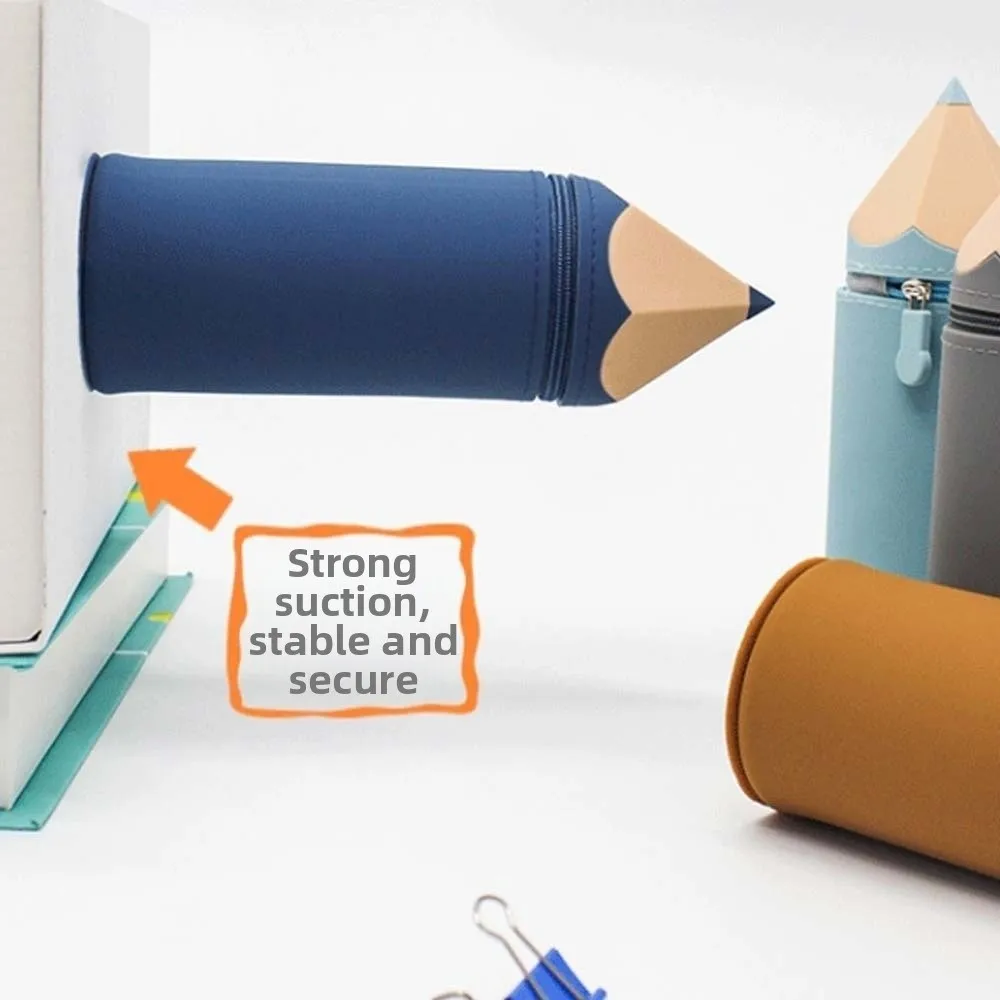 Creative Pencil Shape Pen Holder Waterproof Large Capacity Silicone Pencil Case Cartoon Multi-functional Makeup Brush Holder