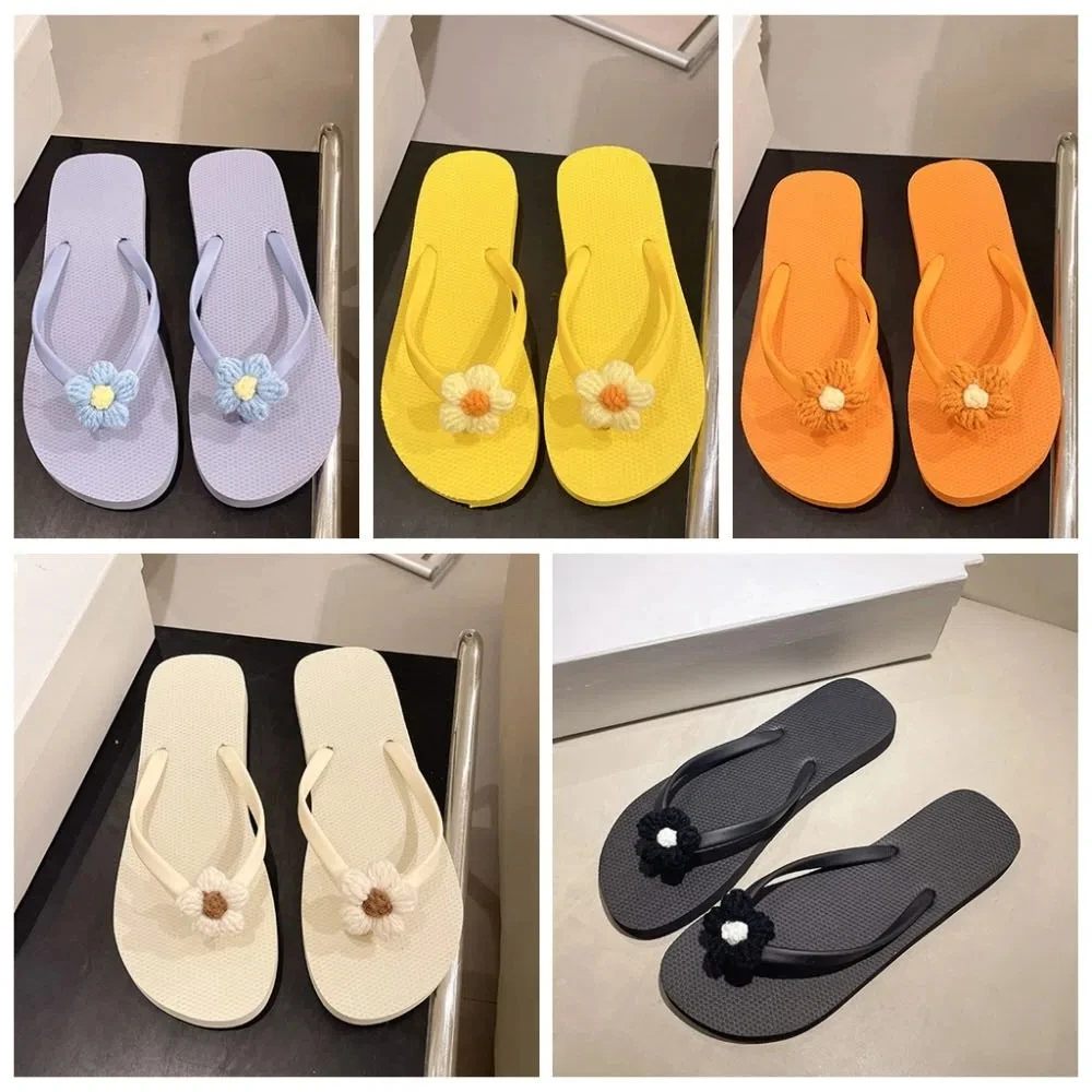 Casual Anti-skid Flower Flip Flops Sweet Soft Sole Summer Sandals House Shoes Lightweight Flats Women Sea