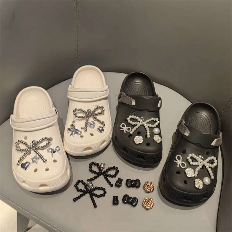 New Pearl Bow Diy Shoe Charms Set for Shoe Decorative Buckle Perfect Holiday Gift Idea for Fashion Lovers Shoe Accessories
