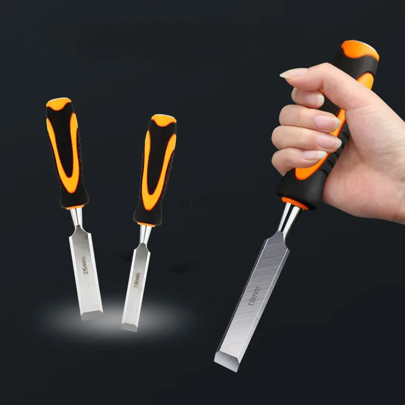 Woodworking Chisel Chrome Vanadium Steel Strip Anti Slip Handle High Carbon Steel Wooden Handle Forging Manual Chisel Tools DIY