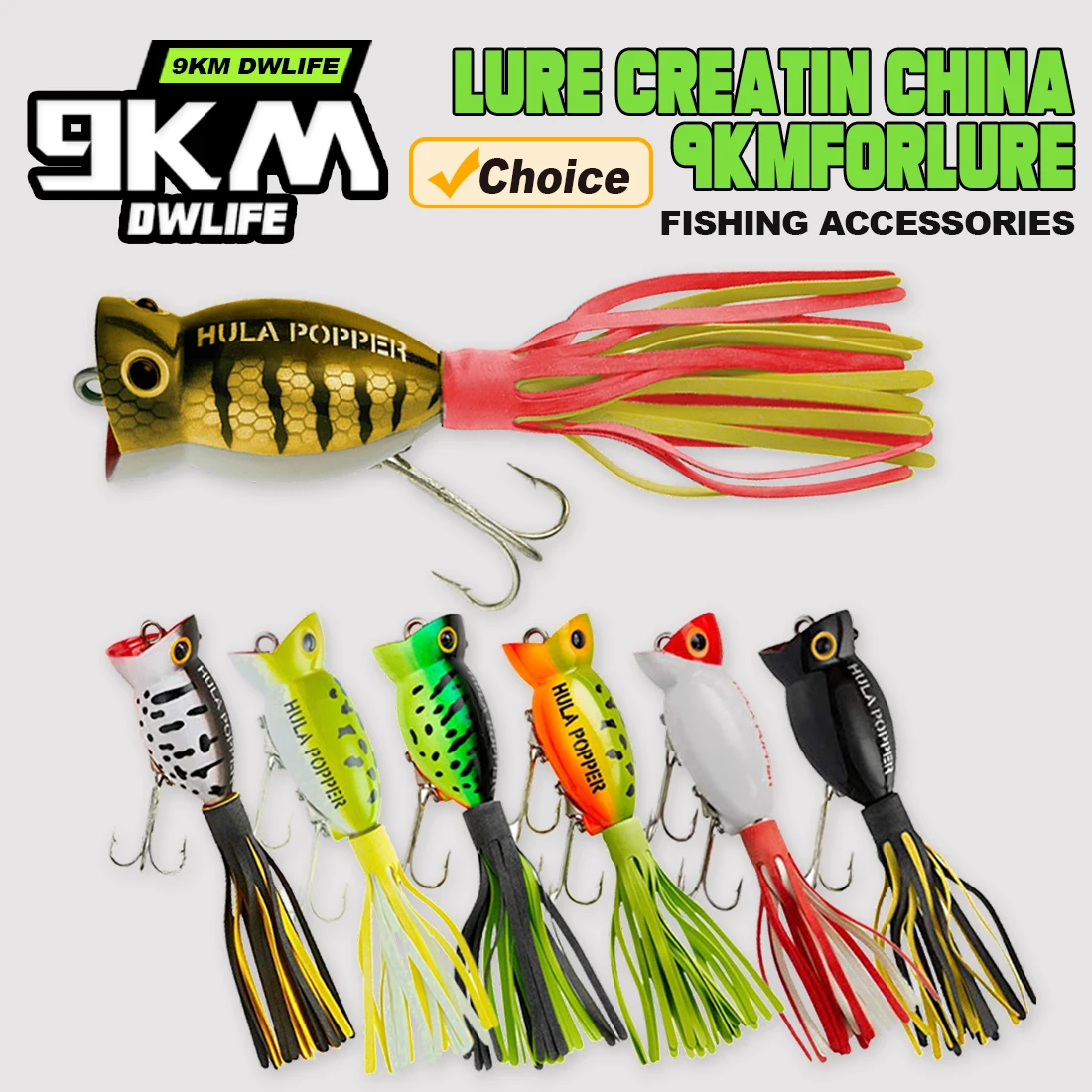 9KM Señuelo Popper Topwater agua salada con faldas y anzuelo triple - imagen 2