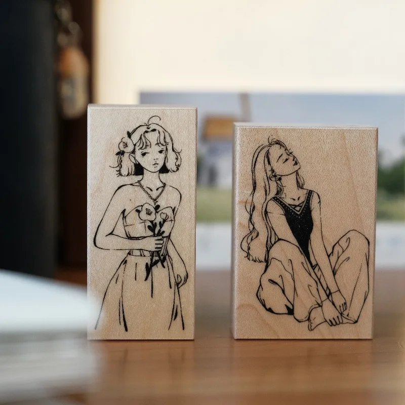 

Винтажный деревянный резиновый штамп Understain Girl, сделай сам, скрапбукинг, фотоальбом, изготовление карточек, деревянная печать