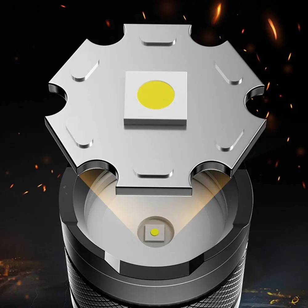 Powerful White Laser Flashlight Plastic Material With Tail COB Floodlight Telescopic Zoom Torch Light Waterproof Rechargeable