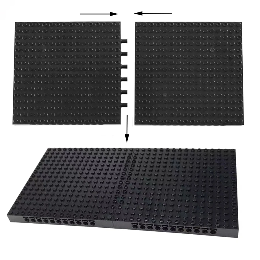 1PC Baseplate Building Block Base Plate Black Splice Brick DIY Combination MOC 16x16 Hole Connect Module Compatible Accessories