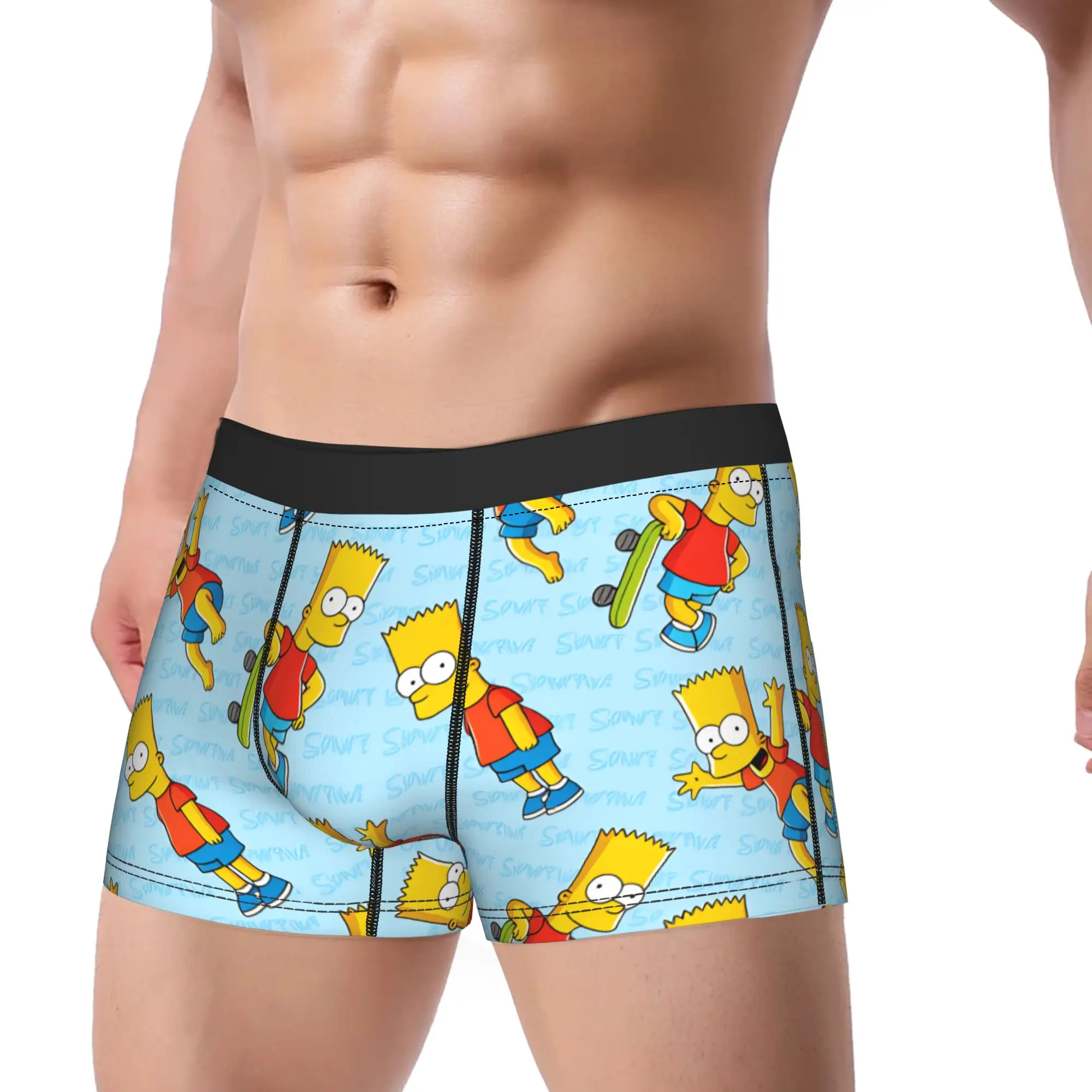 Bart S-Simpson Skateboarding Pattern Underwear  Males Shorts Briefs Funny Boxer Shorts Quality Printed Plus Size Panties