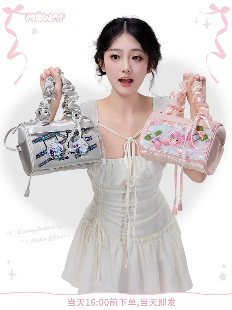 Original Design Satin Boston Pleated Girl Bags Sweet Adjustable Satchel Shoulder Bag 2026 New Elegant Casual Handbag