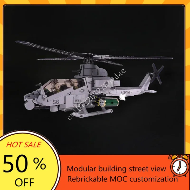 725PCS MOC Custom Puzzles AH-1Z Viper Attack Helicopter-Minifig Scale Model DIY Aircraft Creative Technology Children Xmas Gift
