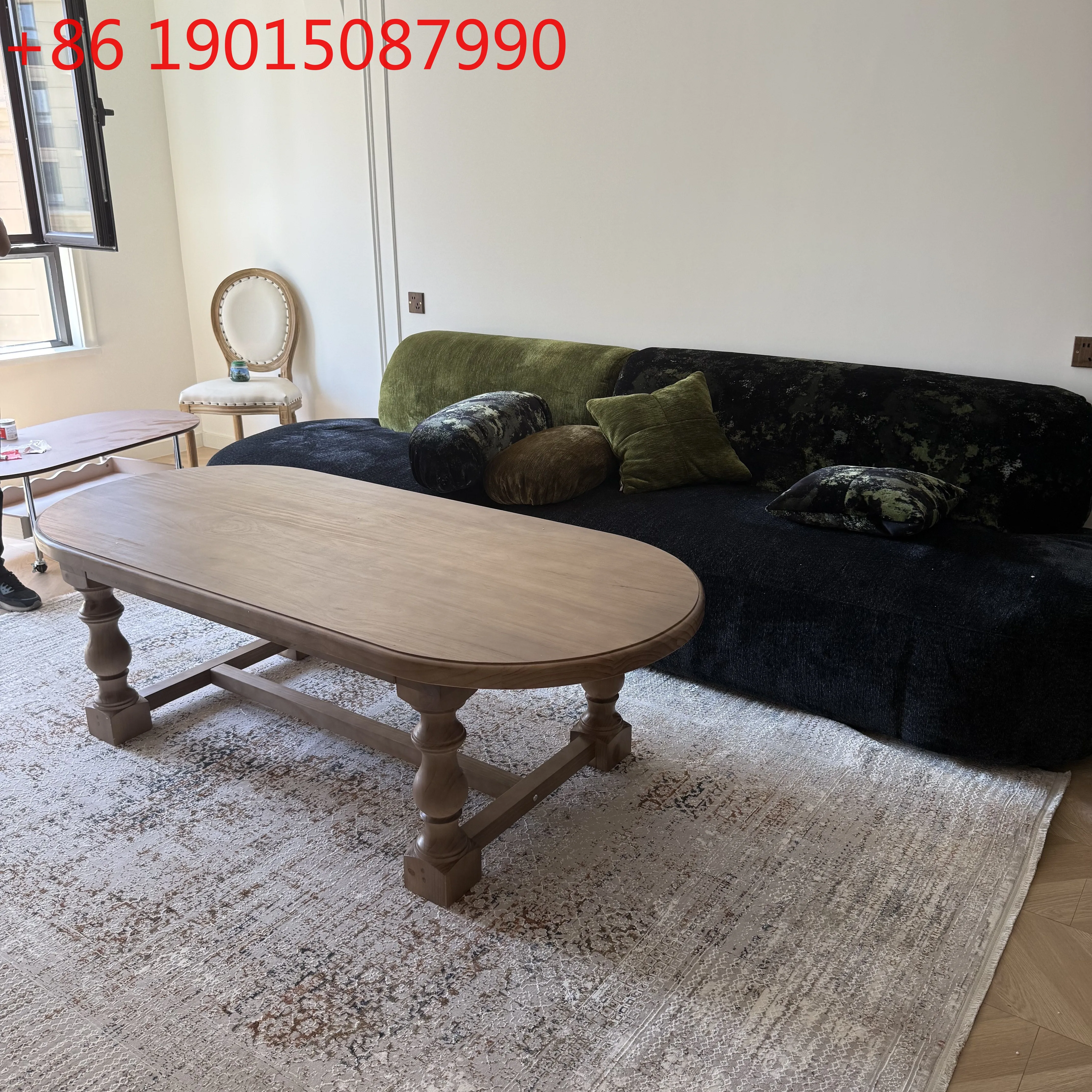 

Журнальный столик из цельного дерева в стиле ретро, овальный чайный столик, бытовой, для маленькой квартиры, гостиной, чай, американский креативный кофе