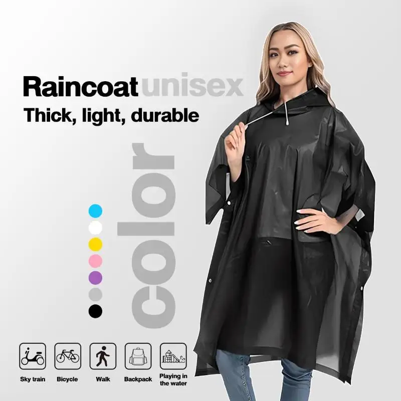 Adult EVA Cape Raincoat Poncho Rainsuit One-piece Pullover Cycling Hiking Travel Raincoat