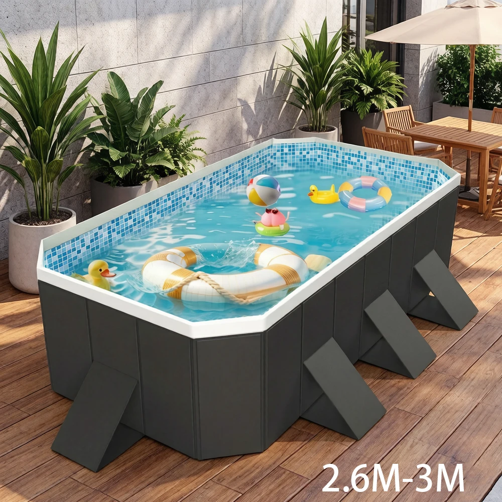 2.6m-3m Foldable Pool Non-Inflatable Kids and Adults Outdoor Swimming Pool Summer Water Party Large Swimming Pool Family Pool