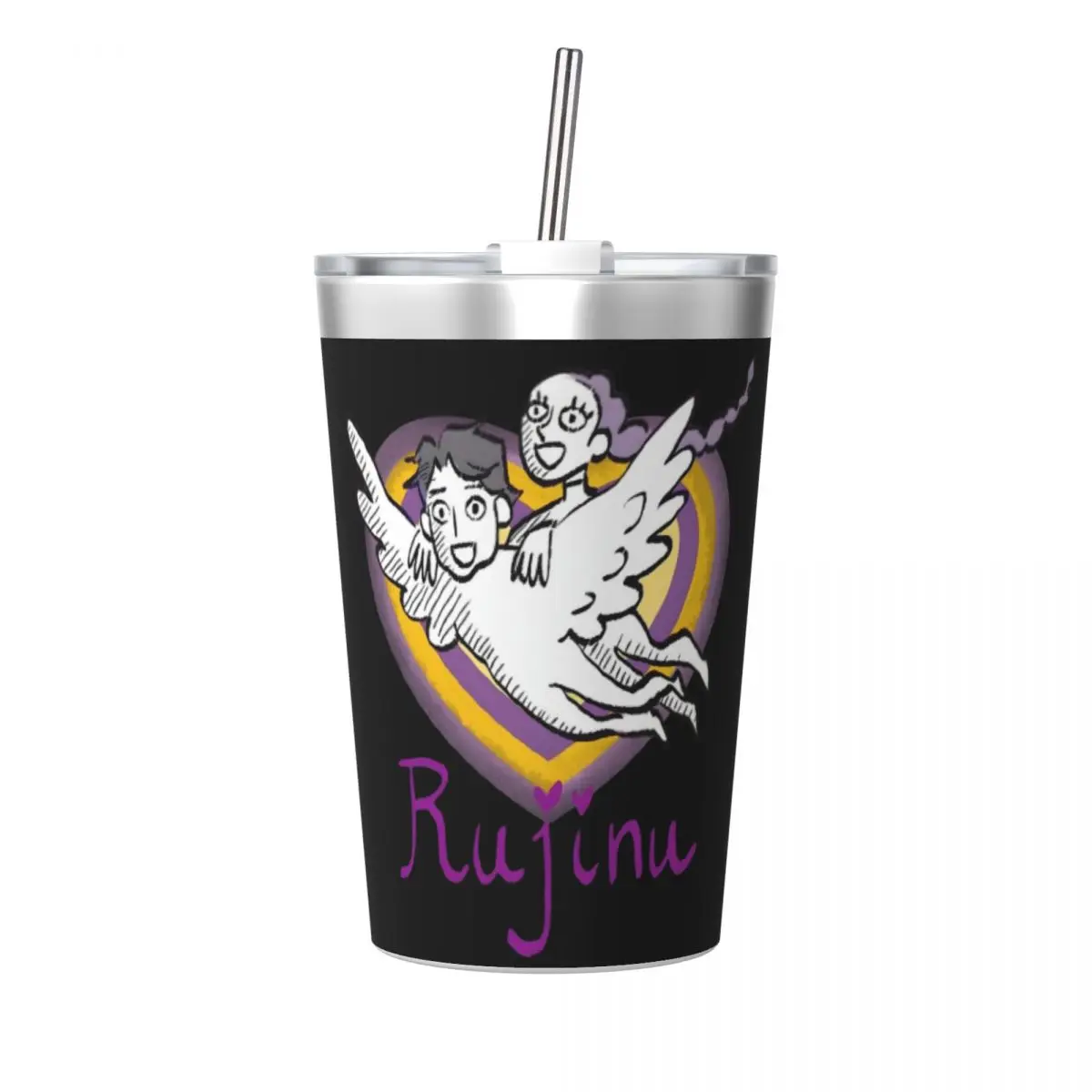 

Rujinu Kpop Demon Hunters Movie 12oz Tumbler Stainless Steel Double Wall Vacuum Insulated Cup With Straw for Cold Hot